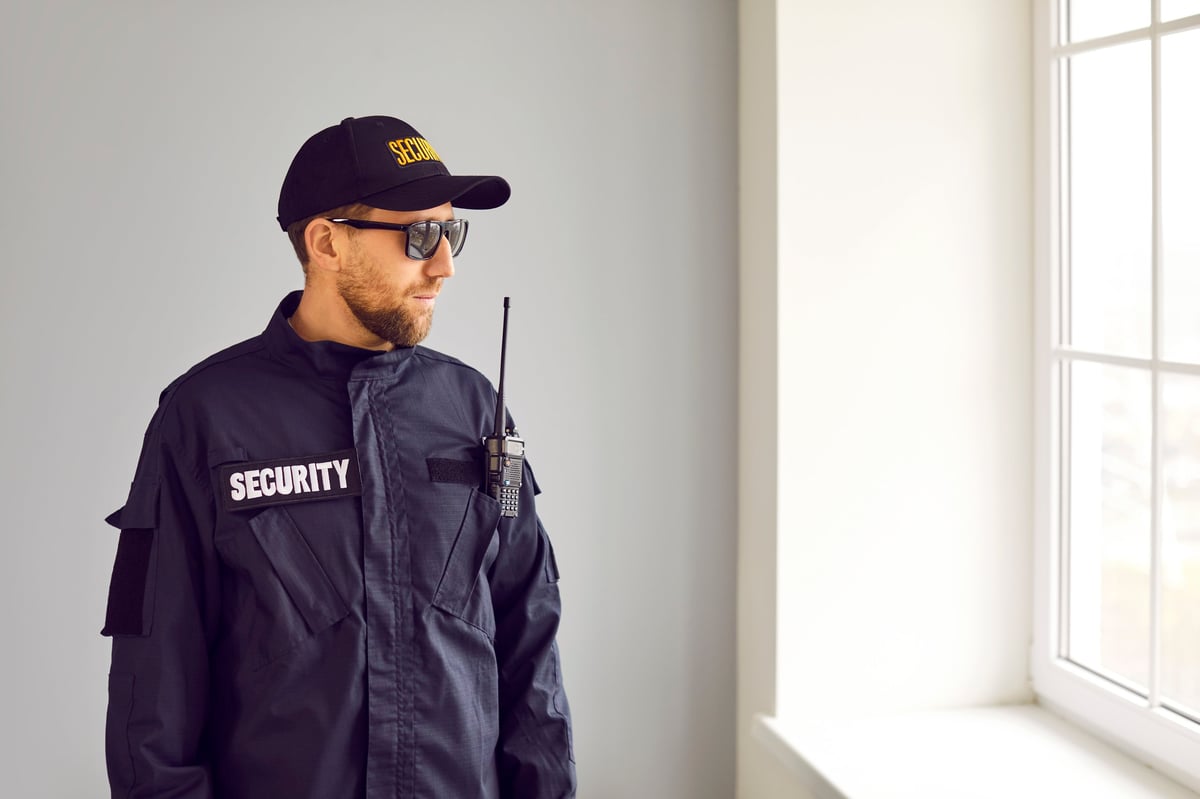 Security officer conducting a patrol on a commercial site